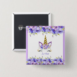 Chapa Cuadrada Decoraciones de cumpleaños de Unicornio violeta fr