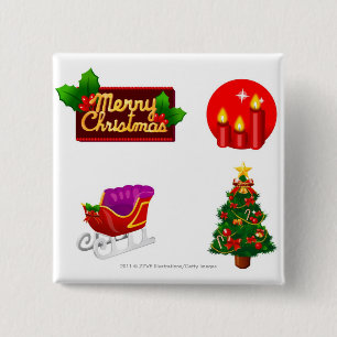 Chapa Cuadrada Decoraciones del navidad contra el fondo blanco
