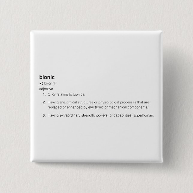 Chapa Cuadrada Definición biónica en negro (Anverso)