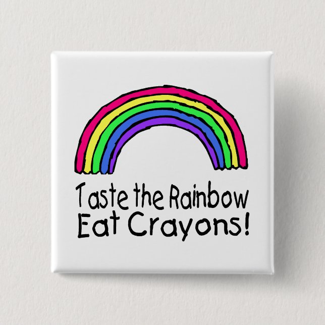 Chapa Cuadrada Degustar Los Crayones De La Comida Del Arcoiris (Anverso)