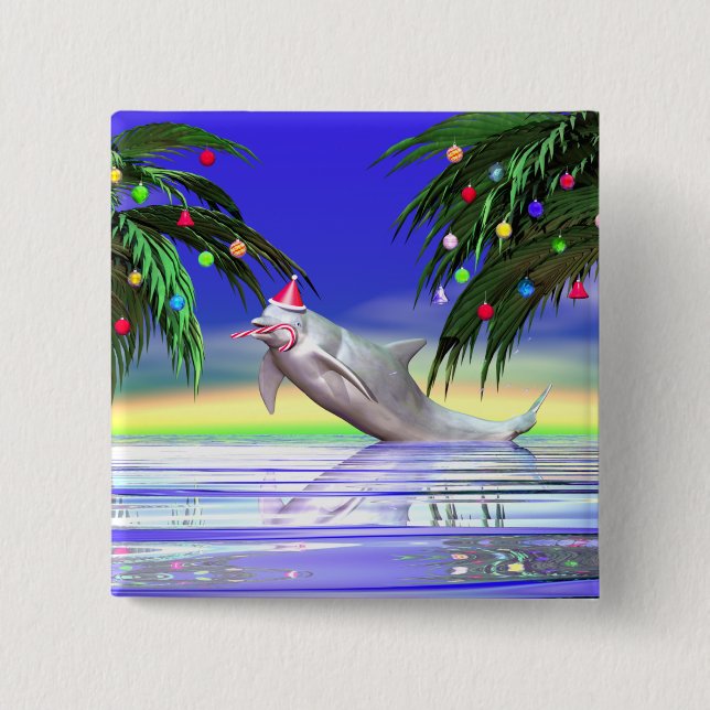 Chapa Cuadrada Delfín Navidades tropicales (Anverso)