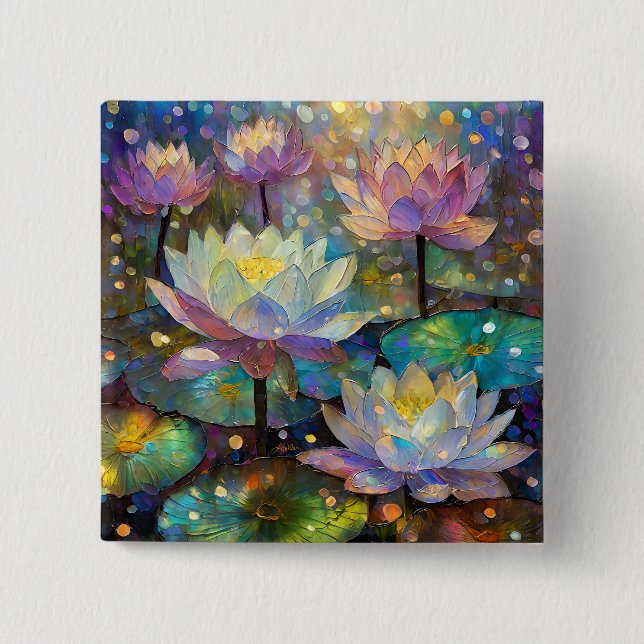 Chapa Cuadrada Delicate Lotus Flowers Blossoming in the Snow (Anverso)