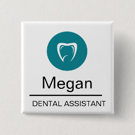 Chapa Cuadrada Dental Assistant Custom Tooth Logo