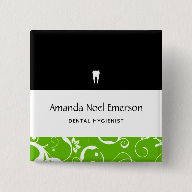 Chapa Cuadrada Dental Office Staff Pro Damask (Anverso)