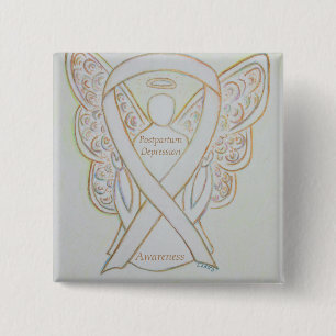 Chapa Cuadrada Depresión postparto Conciencia Angel Ribbon Pin