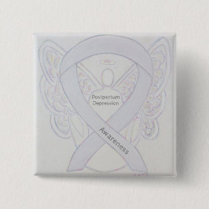 Chapa Cuadrada Depresión postparto Conciencia Angel Ribbon Pin