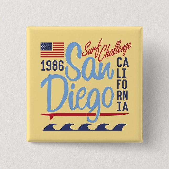 Chapa Cuadrada Desafío Surf de San Diego 1986 (Anverso)