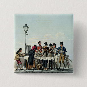 Chapa Cuadrada Desayuno de la calle grabado por G.Hunt, 1825