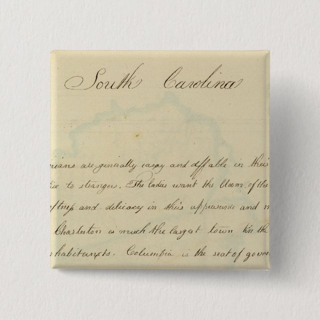 Chapa Cuadrada Descripción de Carolina del Sur (Anverso)