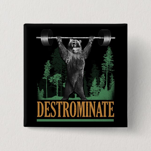 Chapa Cuadrada Destrominar - Oso - Funny Workout Inspirador (Anverso)