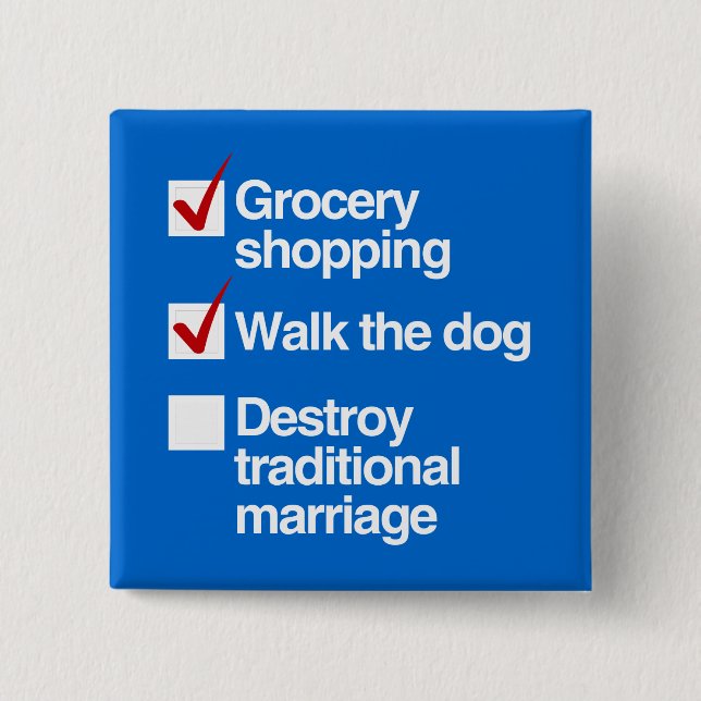 CHAPA CUADRADA DESTRUYA LA BODA TRADICIONAL (Anverso)