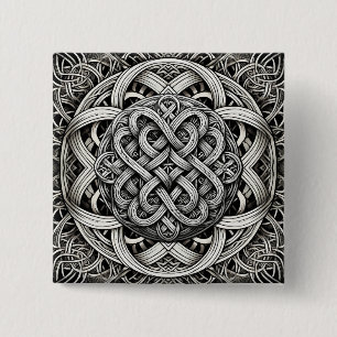 Chapa Cuadrada Detaillierte Schwarz-Weißer keltischer Knoten 0001