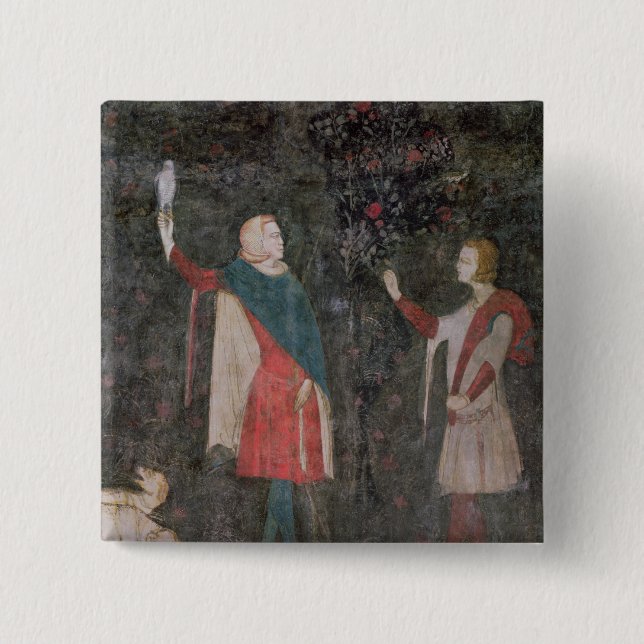 Chapa Cuadrada Detalle de dos halconeros, del cuarto del macho (Anverso)