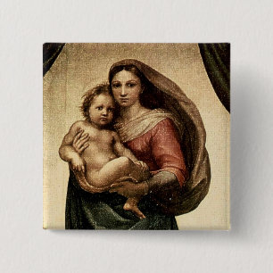 Chapa Cuadrada Detalle de Raphael "Sistine Madonna" (circa 1513)