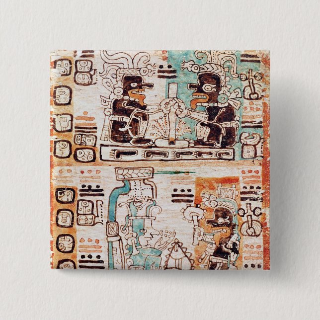 Chapa Cuadrada Detalle de un códice maya (Anverso)