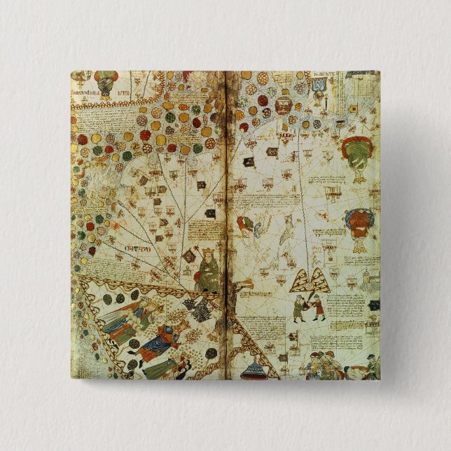 Chapa Cuadrada Detalle de un mapa del mundo catalán (Anverso)
