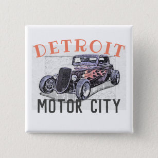 Chapa Cuadrada Detroit Motor city, Michigan, American Hot Rod Car