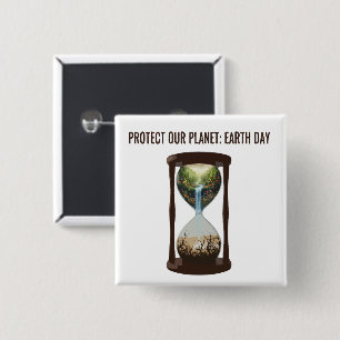 Chapa Cuadrada Día de Conciencia Ambiental Protege Nuestro Planet