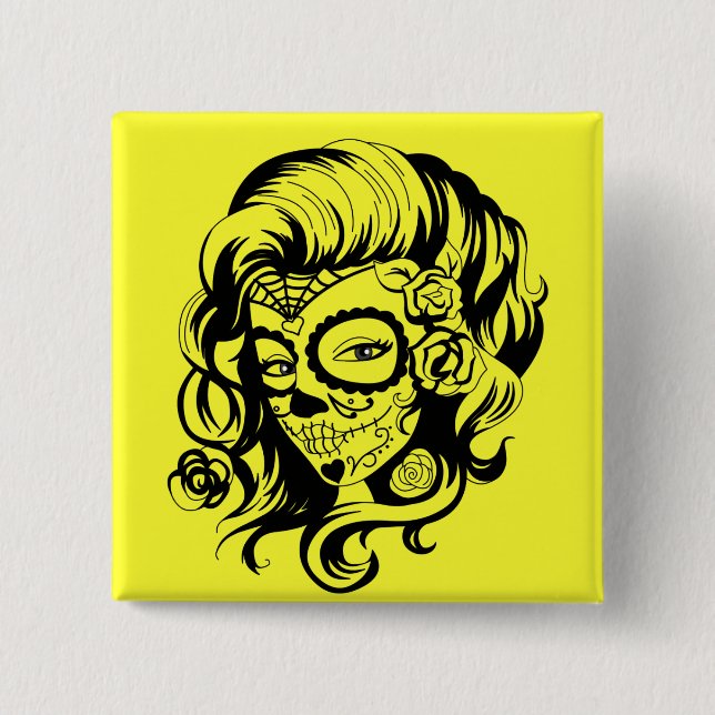 Chapa Cuadrada Día de la belleza muerta (Anverso)