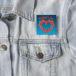 Chapa Cuadrada Día de la Madre - Ilustración de Corazón de Tulipa