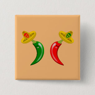 Chapa Cuadrada Día de los Muertos Chilis Mexicanos