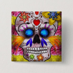 Chapa Cuadrada Día de los muertos - máscara de muerte