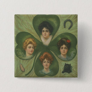 Chapa Cuadrada Día de San Patricio Arte Vintage de la Señora Suer