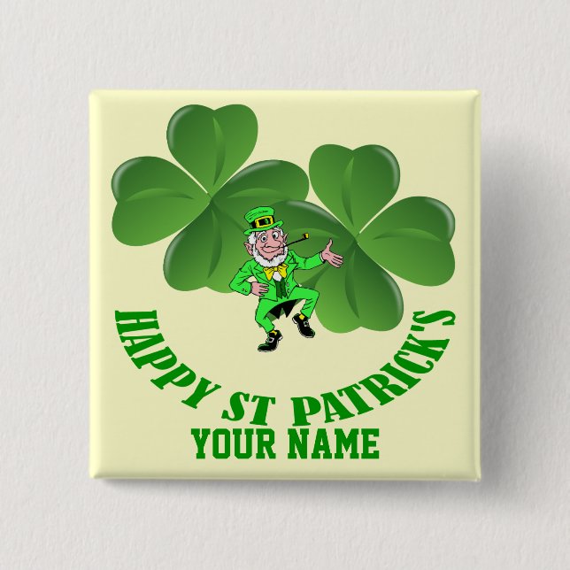 Chapa Cuadrada Día de San Patricio Irlandés personalizado (Anverso)