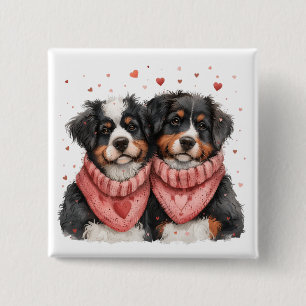 Chapa Cuadrada Día de San Valentín Bernese Mountain Dogs