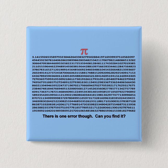 Chapa Cuadrada Día del pi (Anverso)