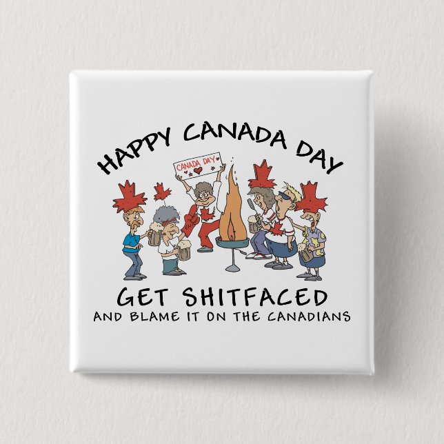 Chapa Cuadrada Día feliz muy divertido de Canadá (Anverso)