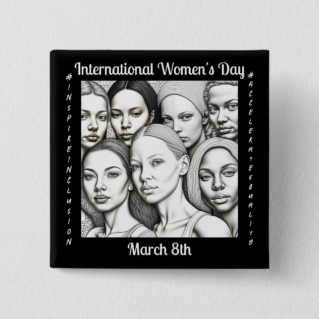 Chapa Cuadrada Día Internacional de la Mujer 8 de marzo (Anverso)