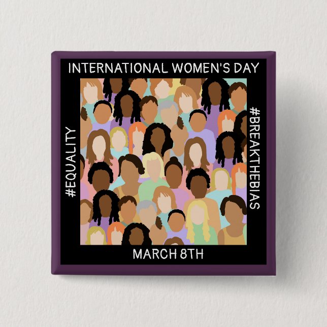 Chapa Cuadrada Día Internacional de la Mujer - 8 de marzo (Anverso)