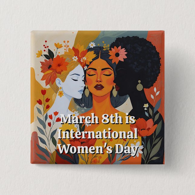 Chapa Cuadrada Día Internacional de la Mujer 8 de marzo IWD (Anverso)