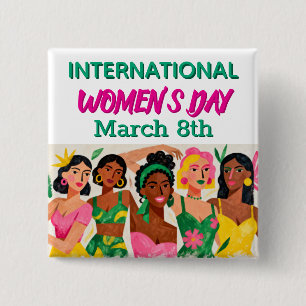Chapa Cuadrada Día Internacional de la Mujer   Pop Art 