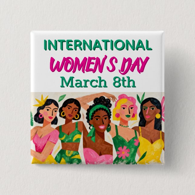 Chapa Cuadrada Día Internacional de la Mujer | Pop Art  (Anverso)
