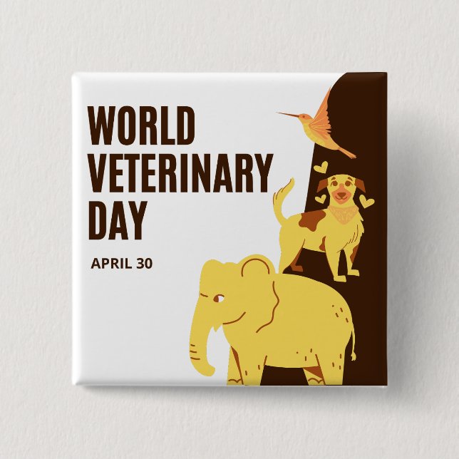 Chapa Cuadrada Día Mundial de la Veterinaria (Anverso)
