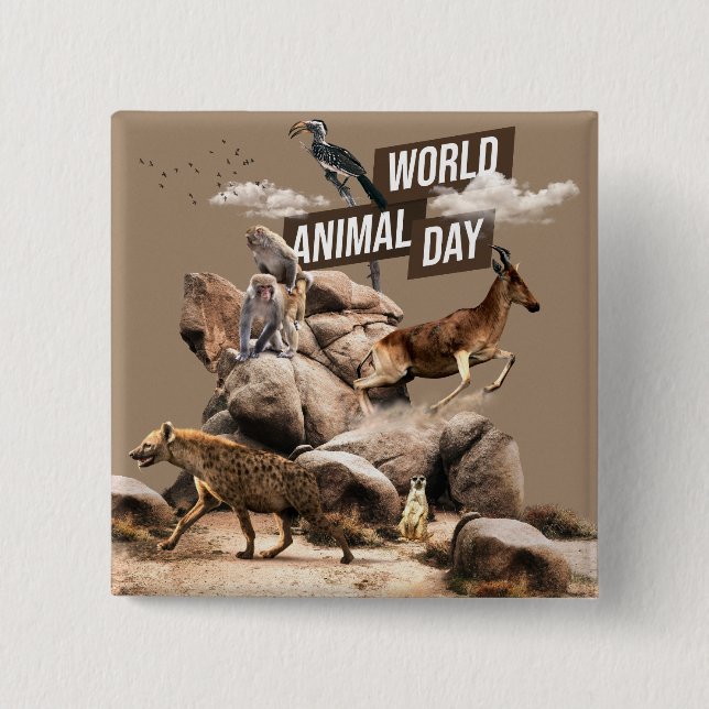 Chapa Cuadrada Día Mundial de los Animales (Anverso)