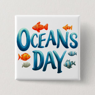 Chapa Cuadrada Día Mundial de los Océanos - Celebración del Día d