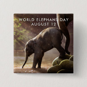 Chapa Cuadrada Día Mundial del Elefante
