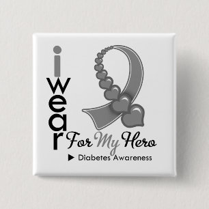 Chapa Cuadrada Diabetes Que Llevo Cinta Gris Para Mi Héroe