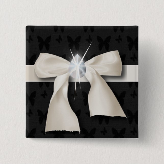 Chapa Cuadrada diamante blanco Bow de moda femenina de moda (Anverso)