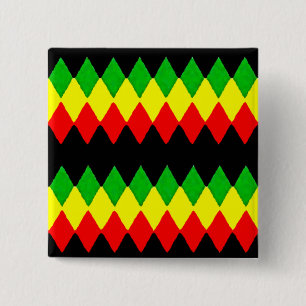 Chapa Cuadrada Diamantes de Rasta. Oro rojo y verde. Jah