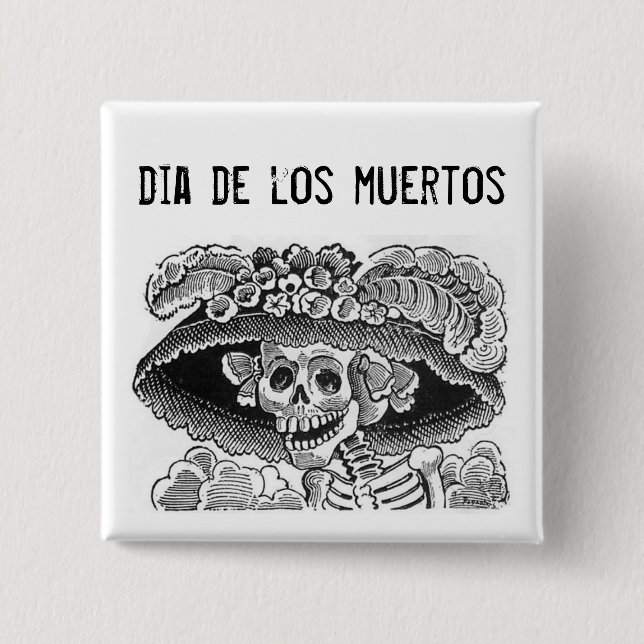 Chapa Cuadrada Diámetro de los muertos Button (Anverso)