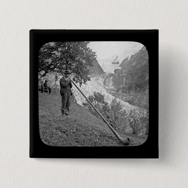 Chapa Cuadrada Diapositiva de linterna mágica de Alphorn del (Anverso)