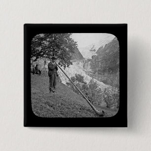 Chapa Cuadrada Diapositiva de linterna mágica de Alphorn del