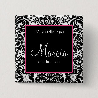 Chapa Cuadrada Dibujar artista Damask Name Tag Button Brooch P2