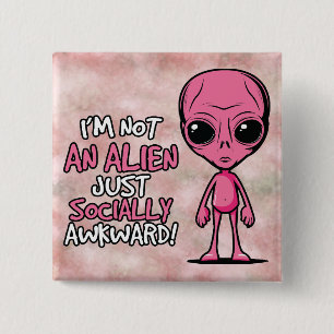 Chapa Cuadrada Dibujo animado de alienígena socialmente incómodo