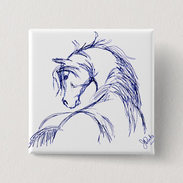 Chapa Cuadrada Dibujo artístico de la cabeza del caballo (Anverso)