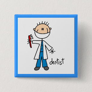 Chapa Cuadrada Dibujo de dentista con palitos